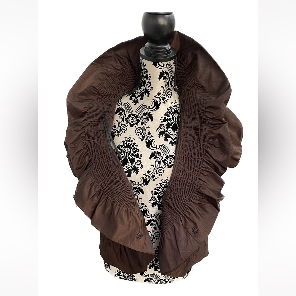 Dark Brown Ruffled Cardigan 2XL - Picture 3 of 9